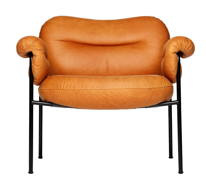 Bollo Armchair - Fogia - Chairs - Vintage - Cognac Leather - White - HORNE
