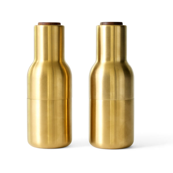 Bottle Grinders - Set of 2 - Audo Copenhagen - Kitchen Tools - Brushed Brass - Walnut Lid - HORNE