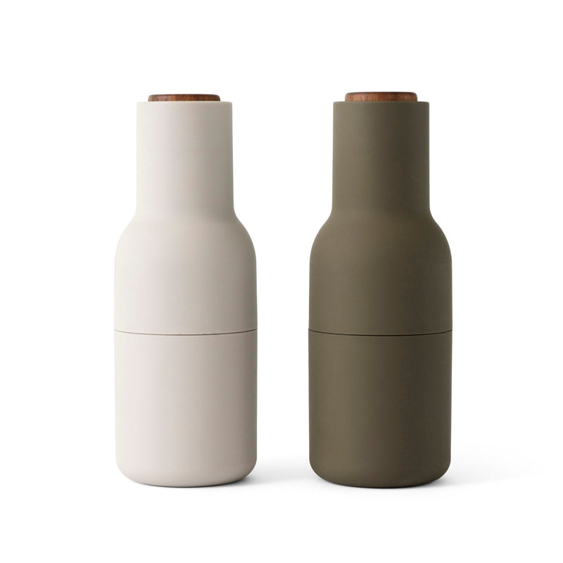 Bottle Grinders - Set of 2 - Audo Copenhagen - Kitchen Tools - Bronzed Brass - Walnut Lid - HORNE