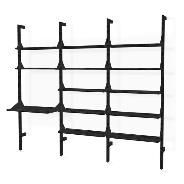 Branch - 3 Shelving Unit with Desk - Gus* Modern - Shelving - Black Frame/Black Brackets - HORNE