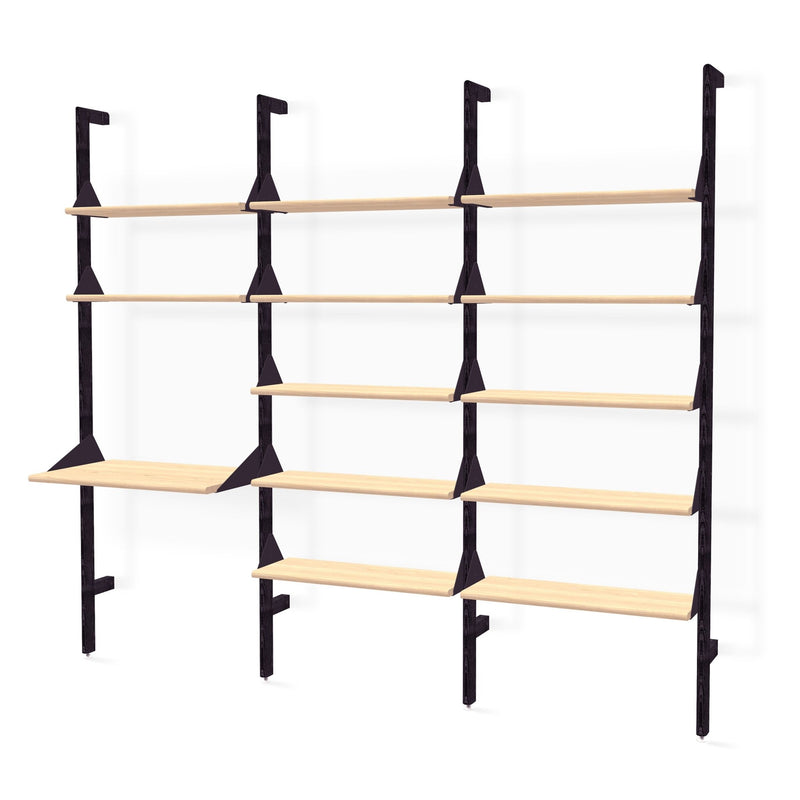 Branch - 3 Shelving Unit with Desk - Gus* Modern - Shelving - Blonde Frame/White Brackets - HORNE