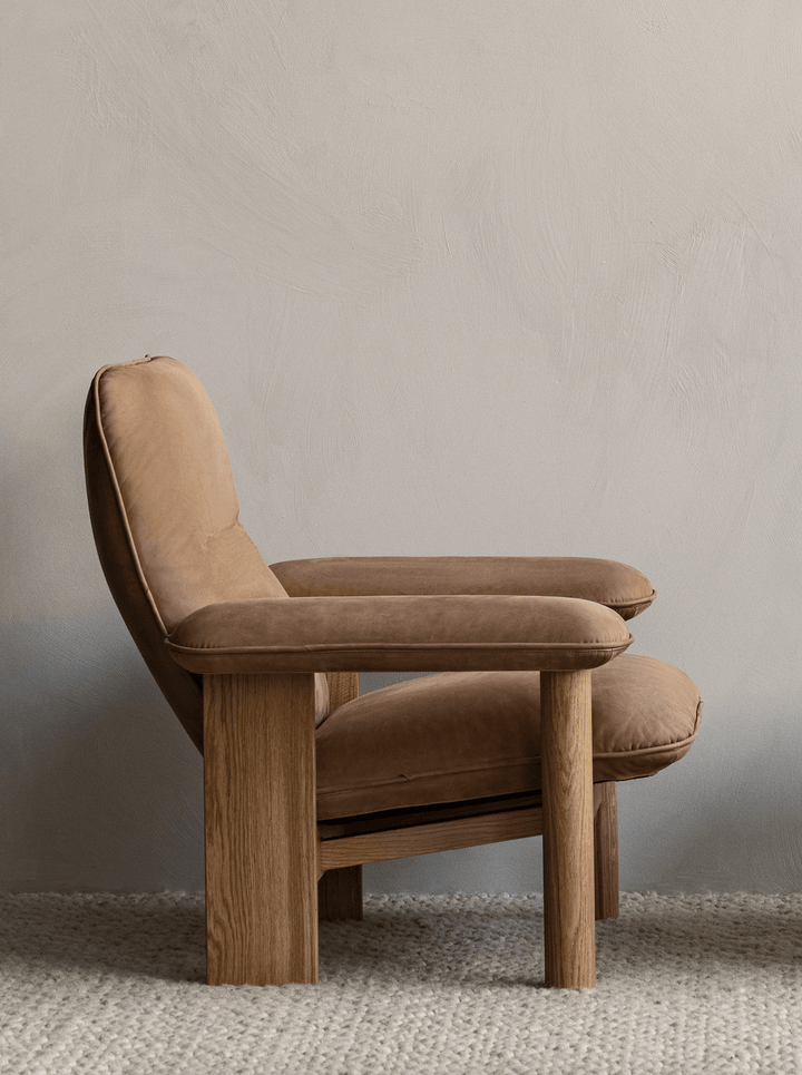 Brasilia Lounge Chair & Ottoman - Upholstered - Audo Copenhagen - Chairs - Chair Only - Boucle 02 Fabric - Natural Oak - HORNE