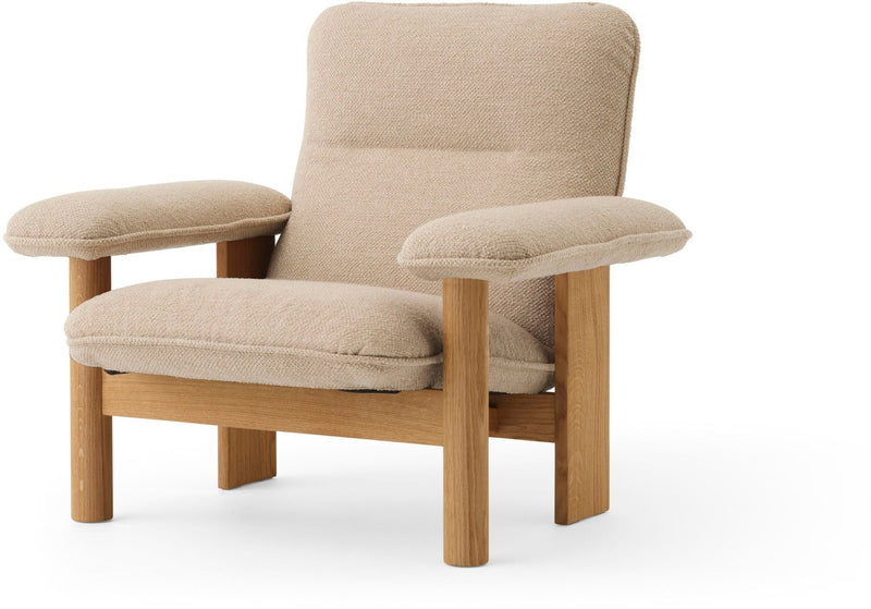 Brasilia Lounge Chair & Ottoman - Upholstered - Audo Copenhagen Chairs - Chair Only - Boucle 02 Fabric - Natural Oak - HORNE