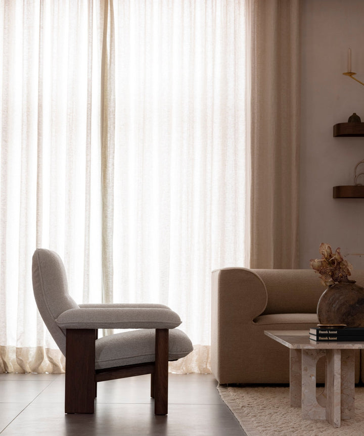 Brasilia Lounge Chair & Ottoman - Upholstered - Audo Copenhagen - Chairs - Chair Only - Boucle 02 Fabric - Natural Oak - HORNE