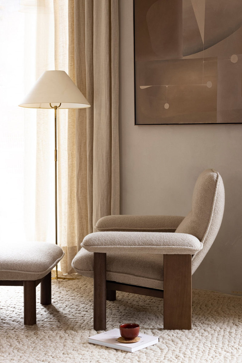 Brasilia Lounge Chair & Ottoman - Upholstered - Audo Copenhagen Chairs - Chair Only - Boucle 02 Fabric - Natural Oak - HORNE