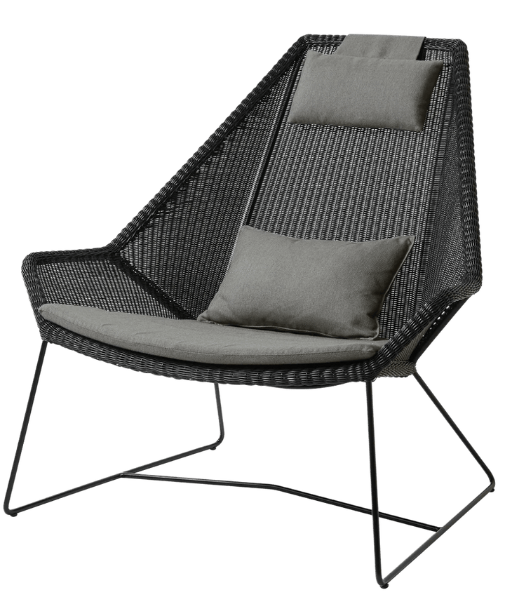 Breeze Highback Chair - Cane Line - Outdoor Furniture - Black - Taupe Cushion - HORNE