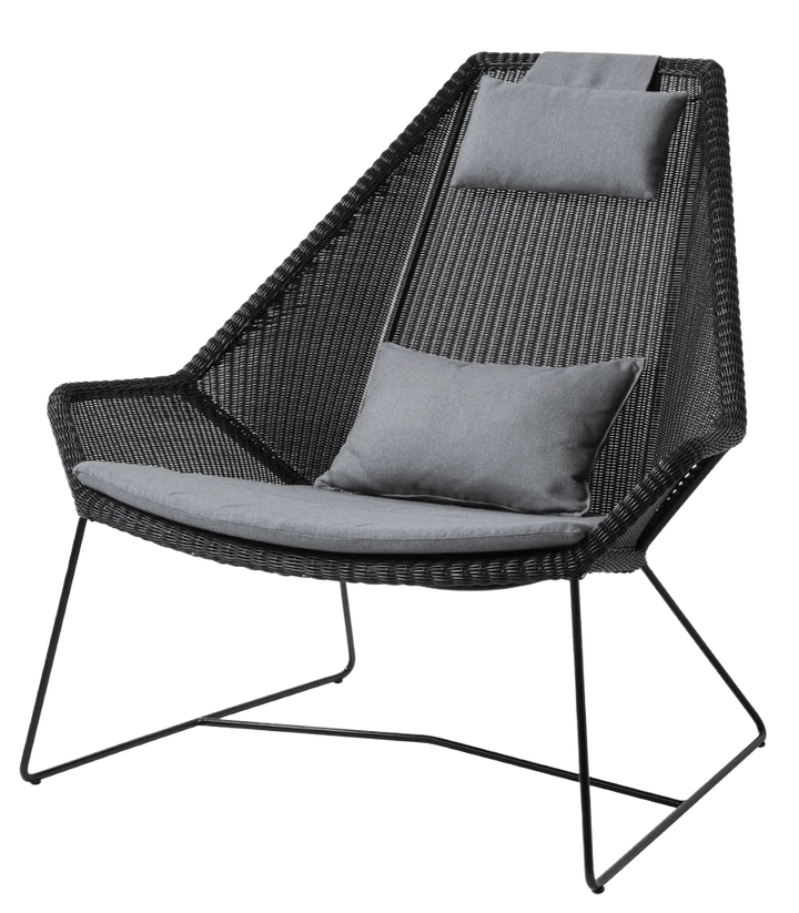 Breeze Highback Chair - Cane Line - Outdoor Furniture - Black - Grey Cushion - HORNE