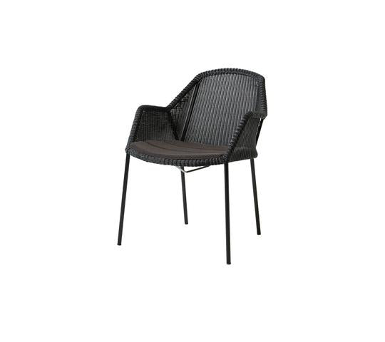 Breeze Stacking Dining Chair - Set of 2 - Cane Line - Outdoor Furniture - Black - Dark Grey Cushion - HORNE
