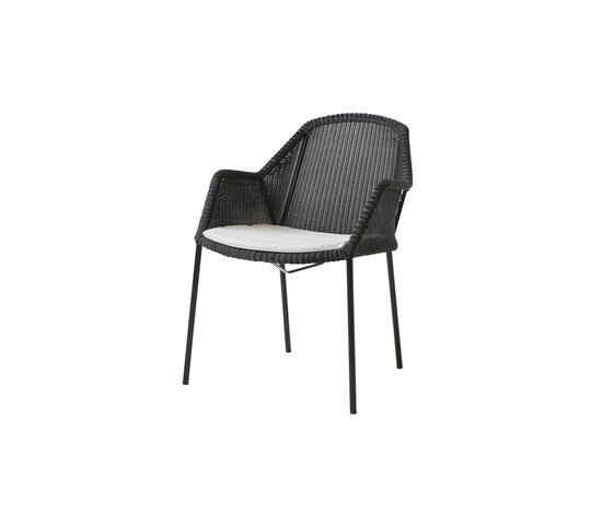 Breeze Stacking Dining Chair - Set of 2 - Cane Line - Outdoor Furniture - Black - White Cushion - HORNE