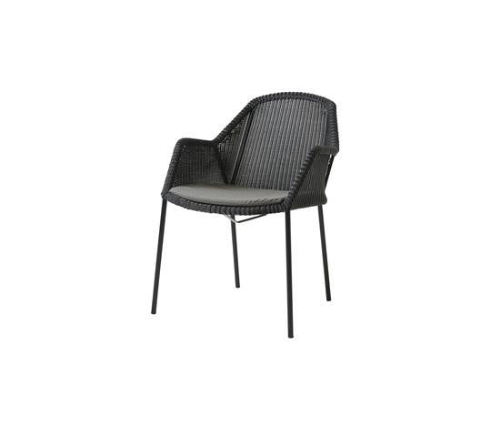Breeze Stacking Dining Chair - Set of 2 - Cane Line - Outdoor Furniture - Black - Taupe Cushion - HORNE