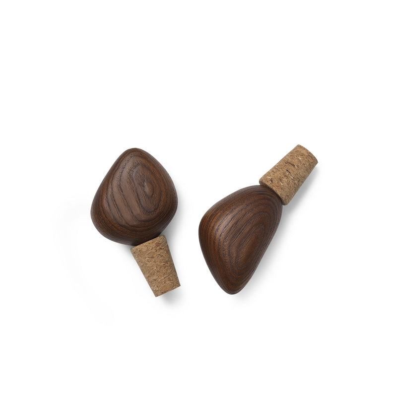 Cairn Wine Stoppers - Set of 2 - Ferm Living - Wine + Champagne Glasses - Ash - HORNE