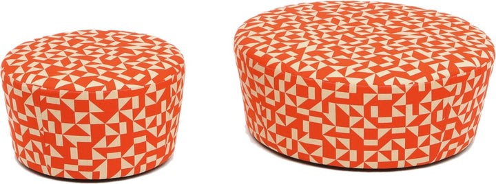 Caroline Outdoor Ottoman - Artless - Outdoor Furniture - 24"Dia. - Aqua - HORNE