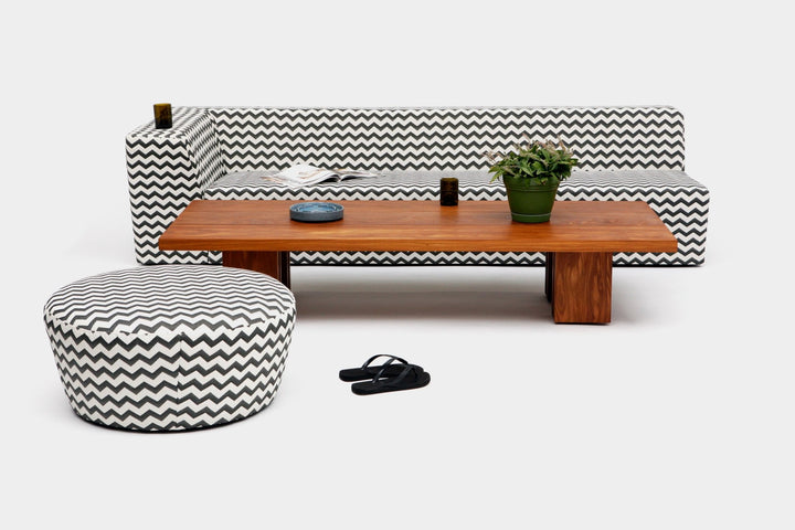 Caroline Outdoor Ottoman - Artless - Outdoor Furniture - 24"Dia. - Aqua - HORNE
