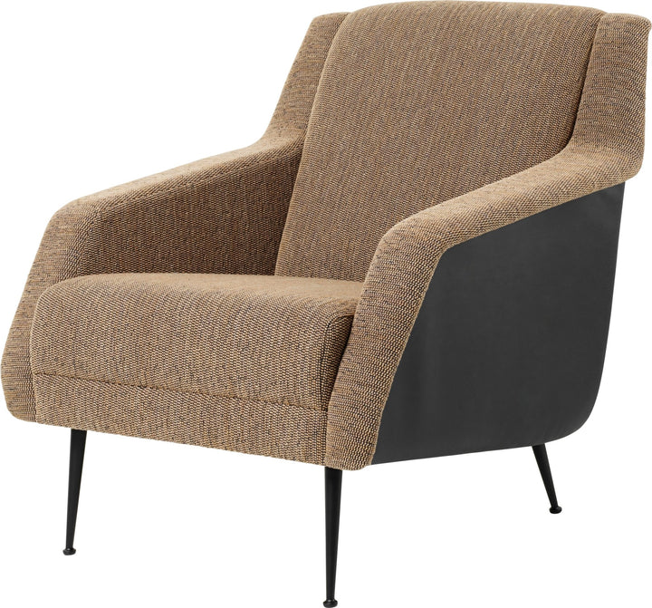 CDC.1 Lounge Chair - Conic Legs - Gubi - Chairs - Black Powder Coated Steel - Bouclé 005 + Black Leather - HORNE