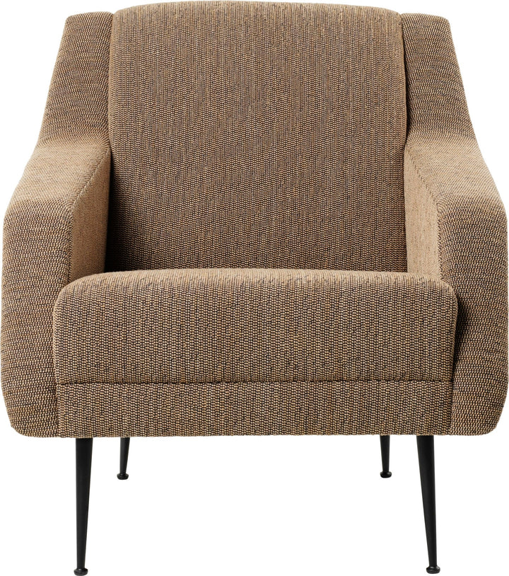 CDC.1 Lounge Chair - Conic Legs - Gubi - Chairs - Black Powder Coated Steel - Bouclé 005 + Black Leather - HORNE