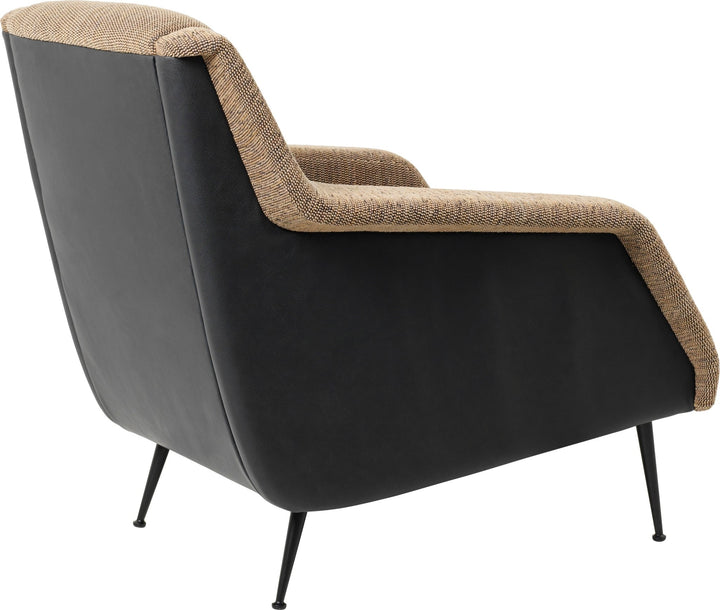 CDC.1 Lounge Chair - Conic Legs - Gubi - Chairs - Black Powder Coated Steel - Bouclé 005 + Black Leather - HORNE