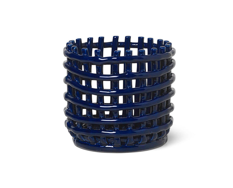 Ceramic Basket - Ferm Living - Storage + Organization - Oval - Blue - HORNE