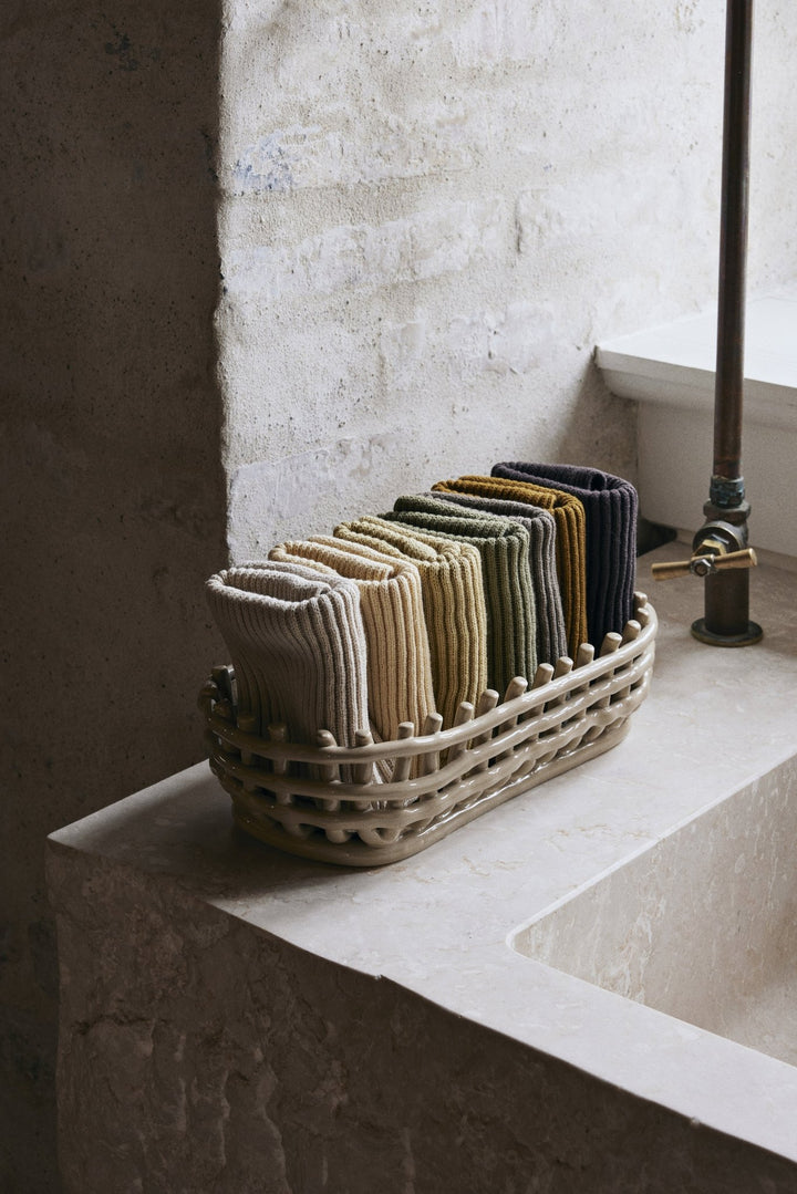 Ceramic Basket - Ferm Living - Storage + Organization - Extra Large - Off - White - HORNE