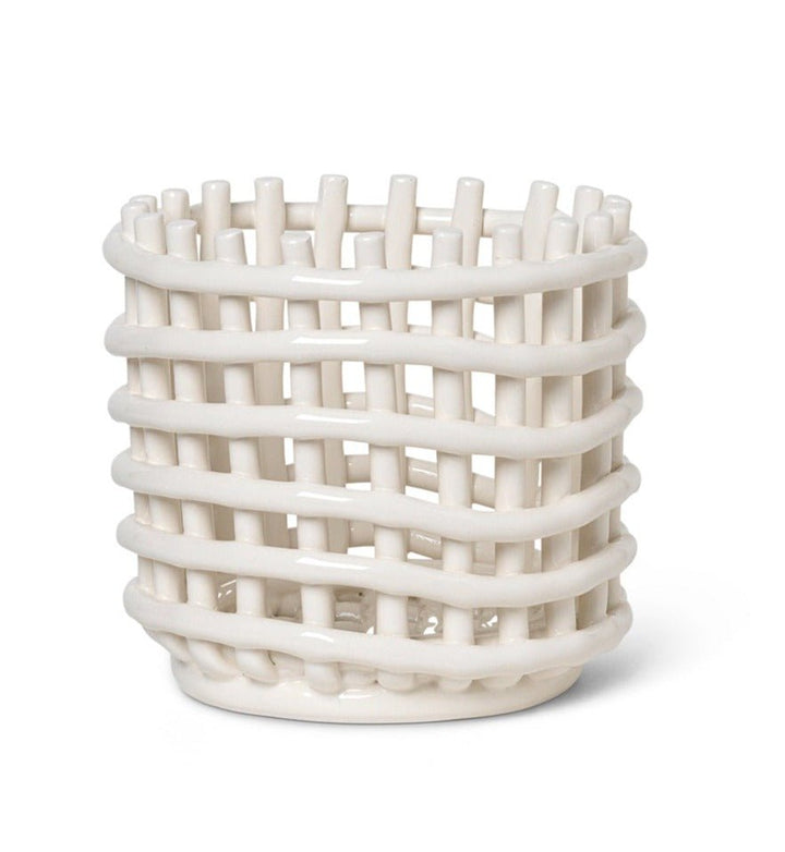 Ceramic Basket - Ferm Living - Storage + Organization - Small - Off - White - HORNE
