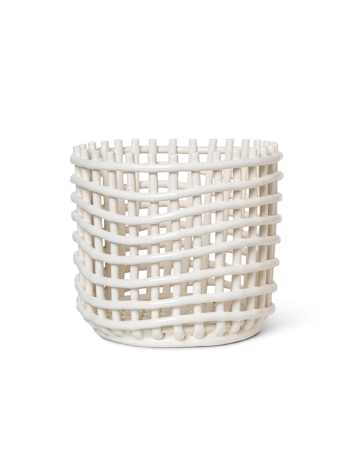 Ceramic Basket - Ferm Living - Storage + Organization - Large - Off - White - HORNE