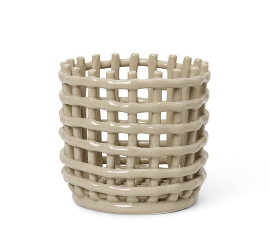 Ceramic Basket - Ferm Living - Storage + Organization - Small - Cashmere - HORNE