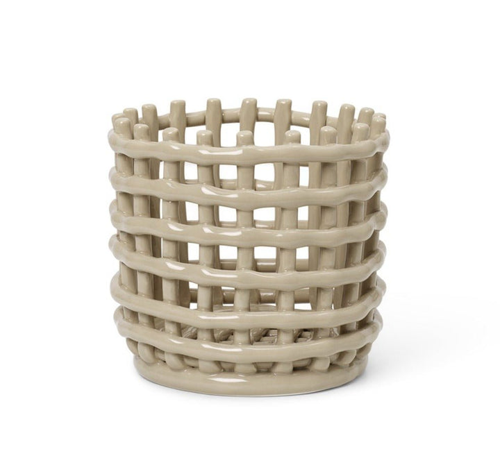 Ceramic Basket - Ferm Living - Storage + Organization - Small - Cashmere - HORNE