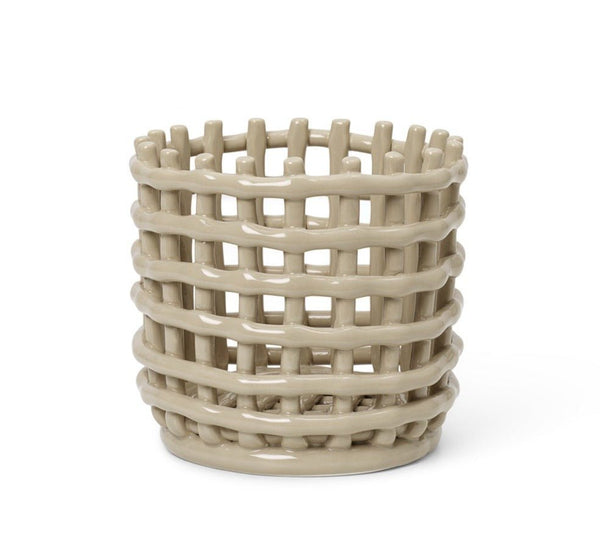 Ceramic Basket - Ferm Living - Storage + Organization - Small - Cashmere - HORNE