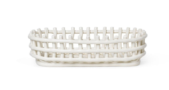 Ceramic Basket - Ferm Living - Storage + Organization - Oval - Off - White - HORNE