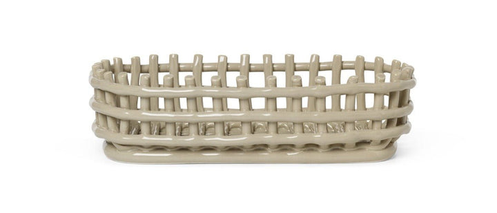 Ceramic Basket - Ferm Living - Storage + Organization - Oval - Cashmere - HORNE