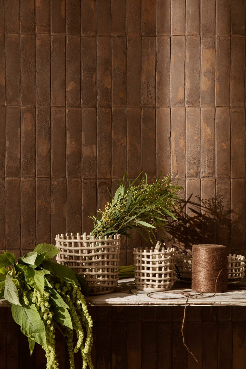 Ceramic Basket - Ferm Living - Storage + Organization - Oval - Blue - HORNE