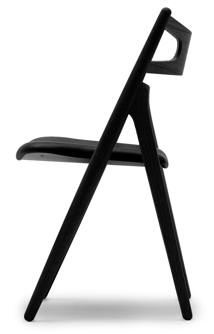 CH29P Sawbuck Chair - Carl Hansen & Son - Chairs - Black Oak/Thor 301 Leather - HORNE