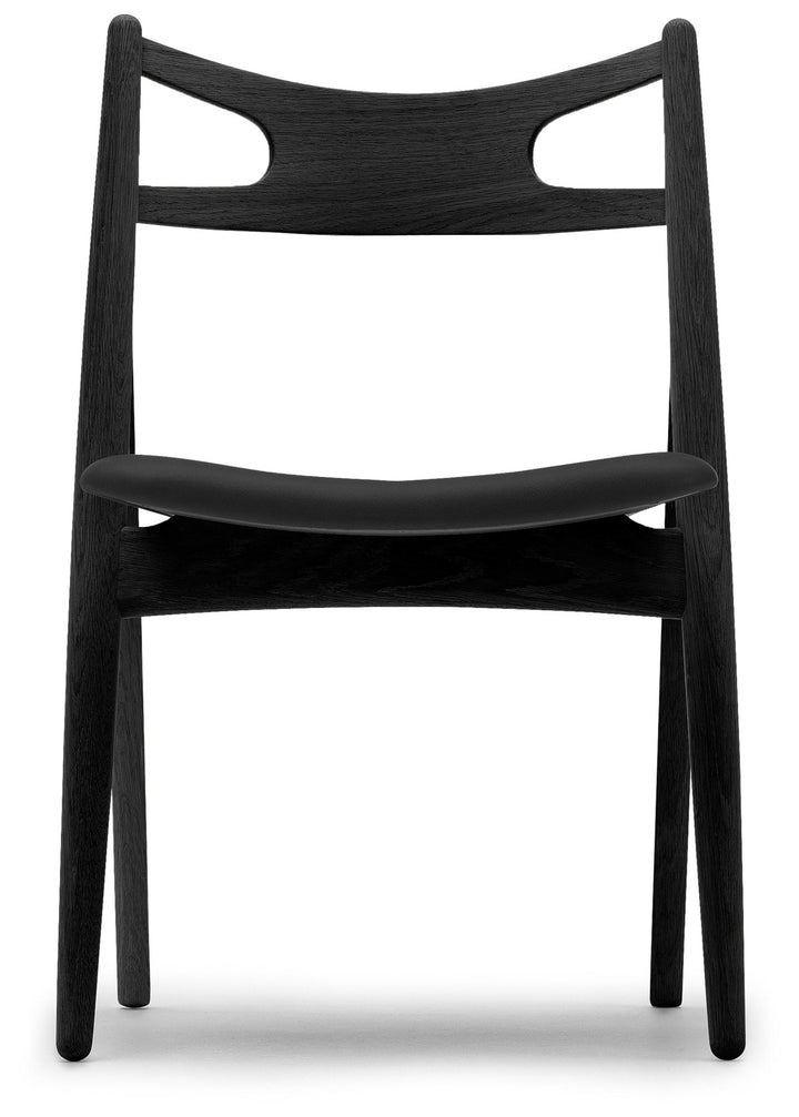 CH29P Sawbuck Chair - Carl Hansen & Son - Chairs - Black Oak/Thor 301 Leather - HORNE