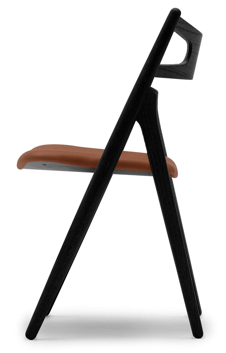CH29P Sawbuck Chair - Carl Hansen & Son - Chairs - Black Oak/Thor 307 Leather - HORNE