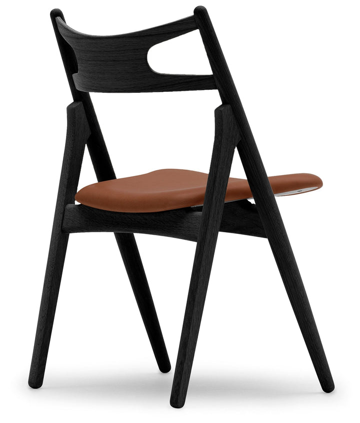 CH29P Sawbuck Chair - Carl Hansen & Son - Chairs - Black Oak/Thor 307 Leather - HORNE
