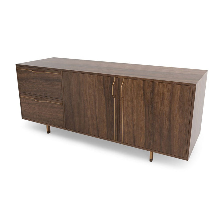 Chapman Small Credenza Storage Unit - Walnut - Tronk - Sideboards + Cabinets - Brassy Gold - HORNE