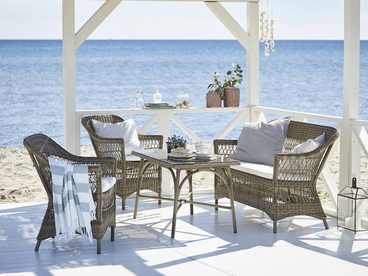 Charlot 2 - Seater Sofa - Exterior - Sika Design - Outdoor Furniture - Natural - Tempotest Canvas White - HORNE