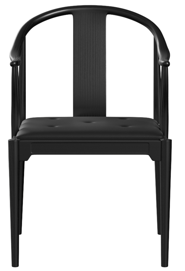 China Chair™ - Fritz Hansen - Chairs - Black Painted Ash / Aura Black Leather - HORNE