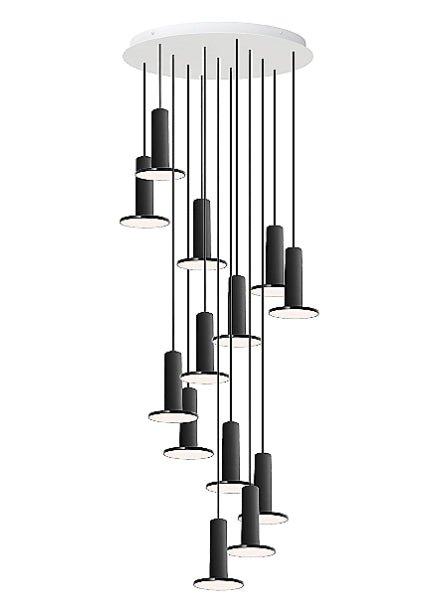 Cielo Chandelier - Grouping 13 - Pablo Designs - Chandeliers - Black/Black Rim/Black Cord - HORNE
