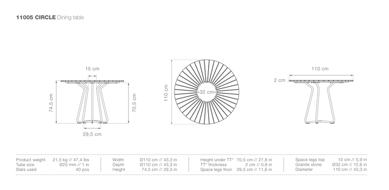 CIRCLE Outdoor Dining Table - HOUE - Outdoor Furniture - 43.3