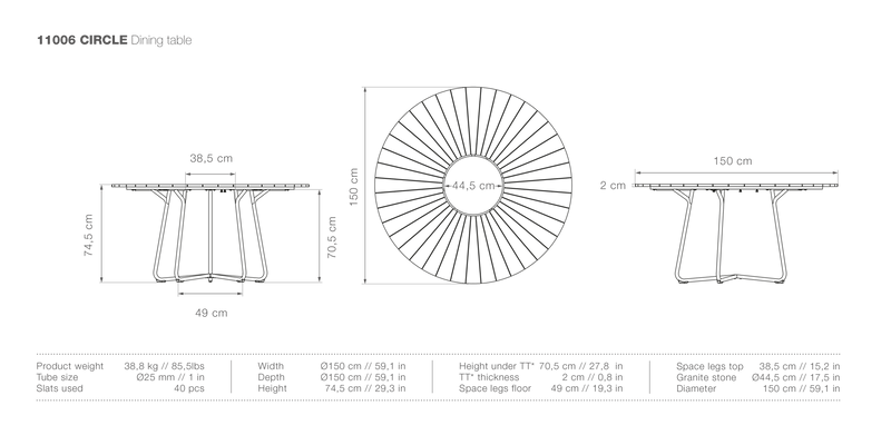 CIRCLE Outdoor Dining Table - HOUE - Outdoor Furniture - 43.3