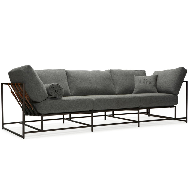 City Gym Sofa - Grey Wool & Blackened Steel
