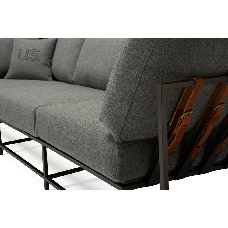 City Gym Sofa - Grey Wool & Blackened Steel