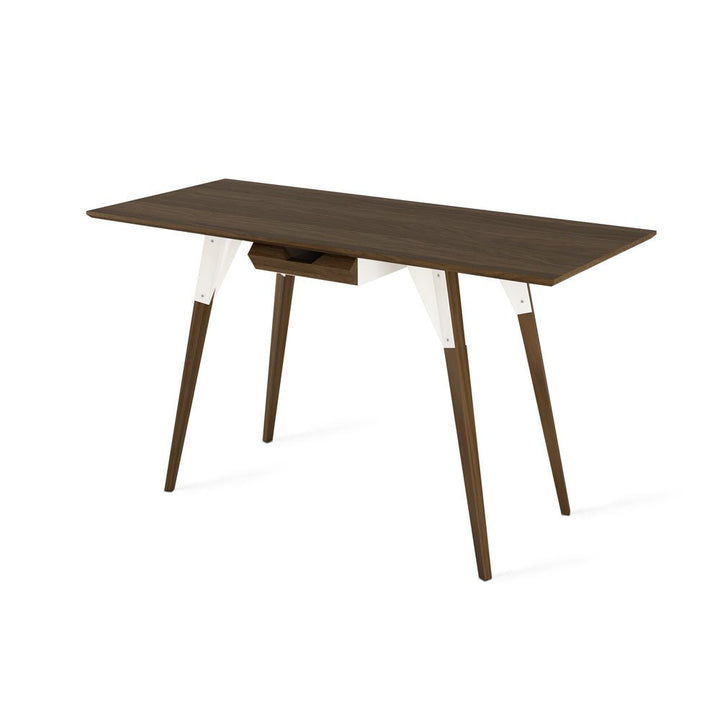 Clarke With Drawer Thin Rectangle Desk - Walnut - Tronk - Tables + Desks - White - HORNE