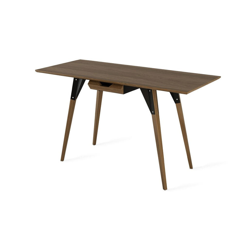 Clarke With Drawer Thin Rectangle Desk - Walnut - Tronk - Tables + Desks - Black - HORNE