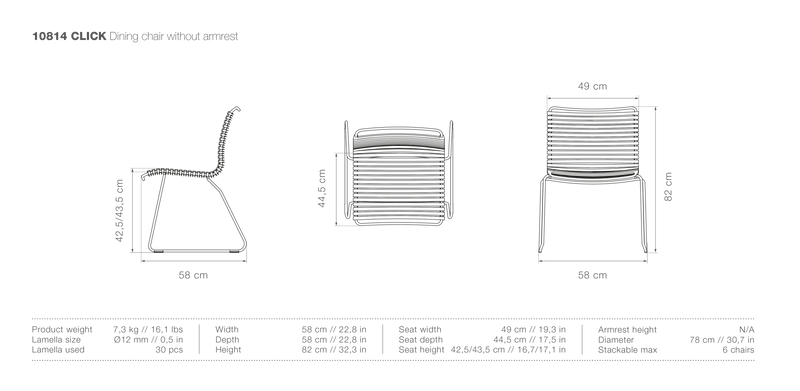 CLICK Outdoor Dining Chair - No Armrests - HOUE - Outdoor Furniture - Pine Green - HORNE