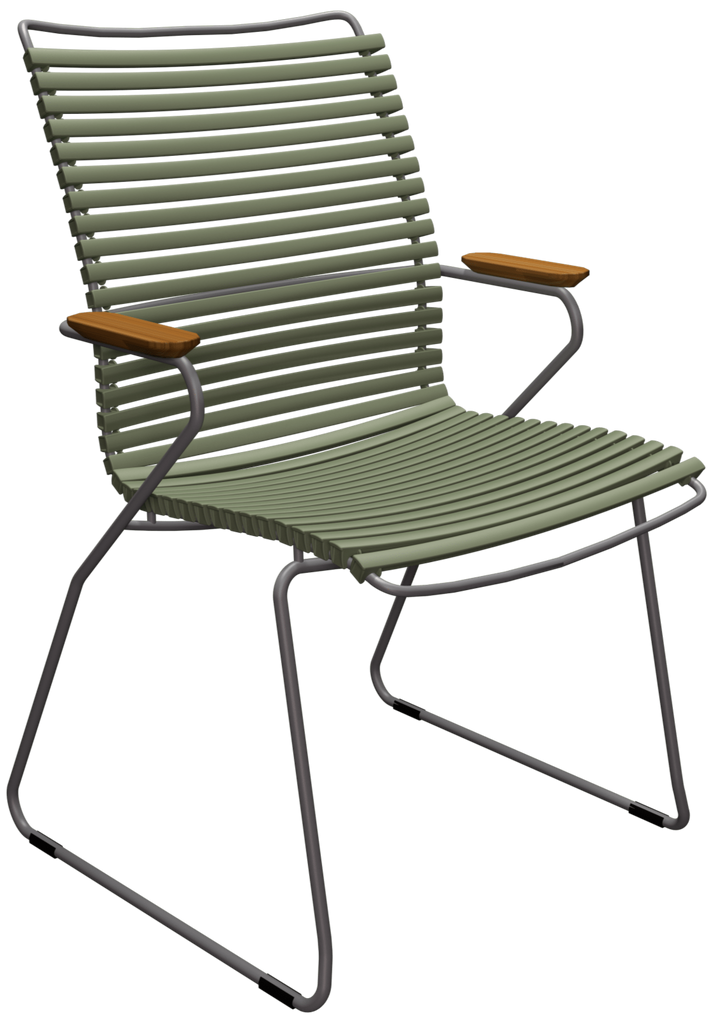 CLICK Outdoor Dining Chair w/Armrests - Tall Back - HOUE - Outdoor Furniture - Olive Green - HORNE