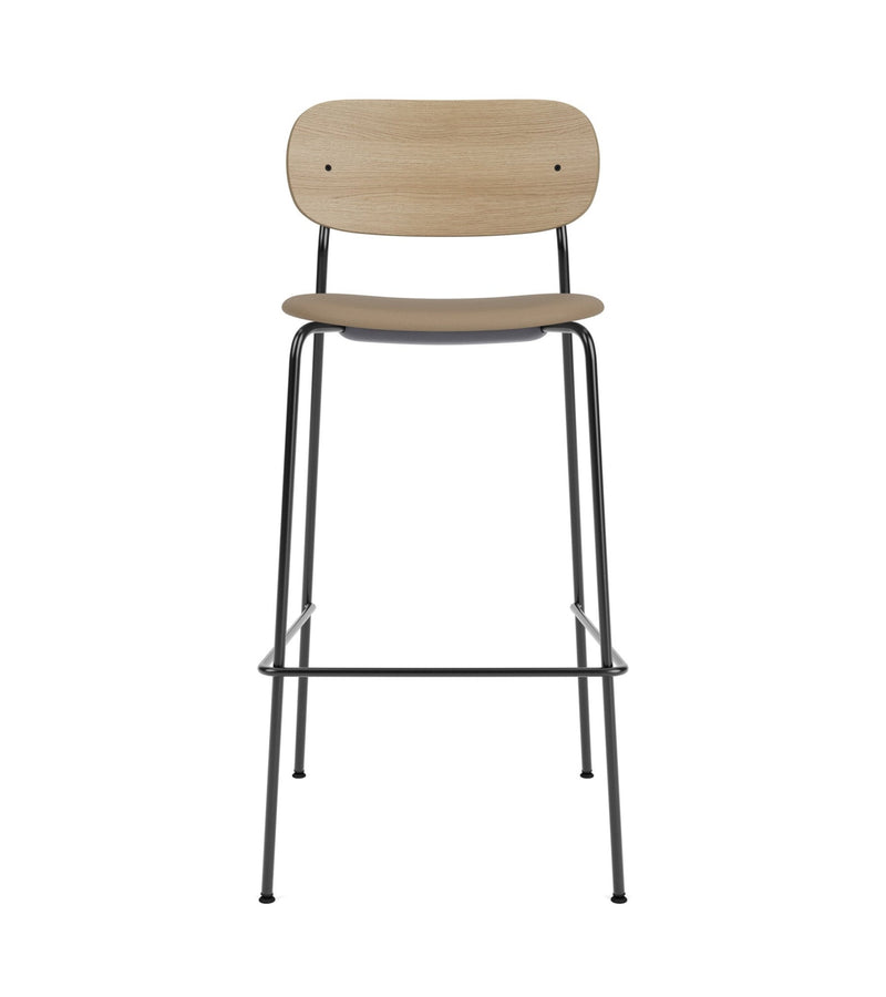 Co Bar Chair - Upholstered Seat - Audo Copenhagen - Chairs - Black Frame/ Natural Oak Back/ Audo Boucle 02 (Beige) - HORNE