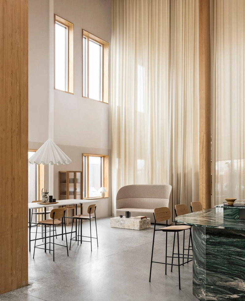 Co Bar Chair - Upholstered Seat - Audo Copenhagen - Chairs - Black Frame/ Natural Oak Back/ Audo Boucle 02 (Beige) - HORNE