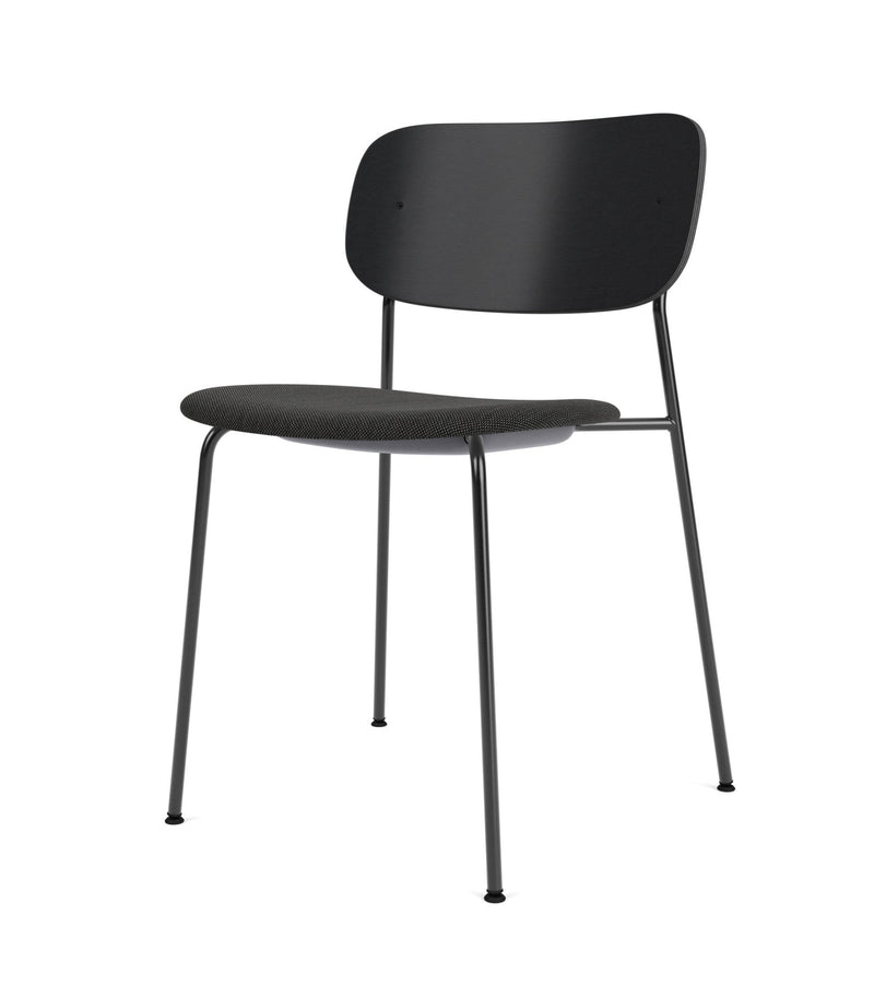 Co Dining Chair - Partially Upholstered - No Armrests - Audo Copenhagen - Chairs - Black Frame/ Black Oak Back/ Re - wool 0198 (Black) - HORNE