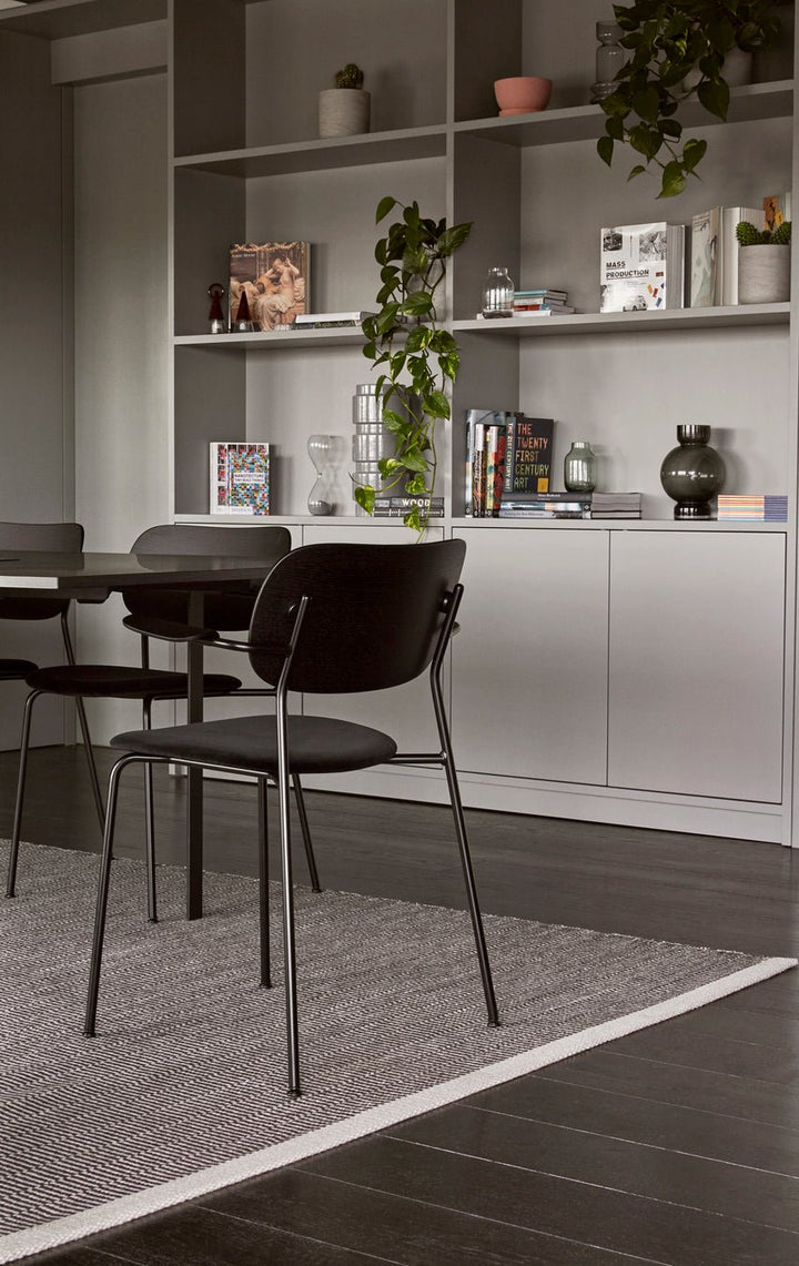 Co Dining Chair - Partially Upholstered - No Armrests - Audo Copenhagen - Chairs - Chrome Frame/ Natural Oak Back/ Audo Boucle 02 (Beige) - HORNE